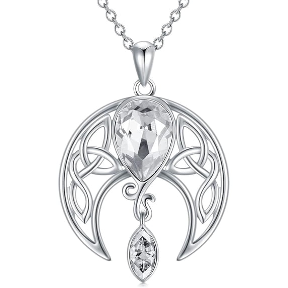 AOBOCO Sterling Silver Celtic Crescent Moon Goddess Pendant Irish Good ...
