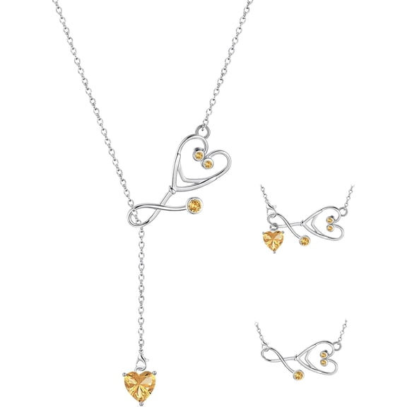 AOBOCO Stethoscope Necklace 925 Sterling Silver Medical Jewelry with Birthstone, Gift for Doctors Nurses Medical Students, Graduation RN Present