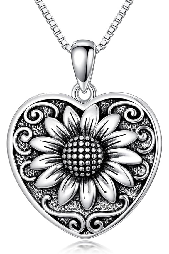 Sunflower Heart Necklaces for Women 925 Sterling Silver You Are My Sunshine Pendant Necklace Anniversary Birthday Jewelry Gifts for Mom