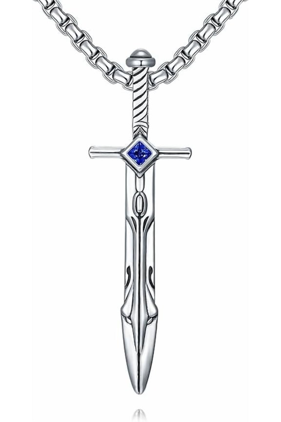 Sword Necklace 925 Sterling Silver Sword Dagger Pendant for Men