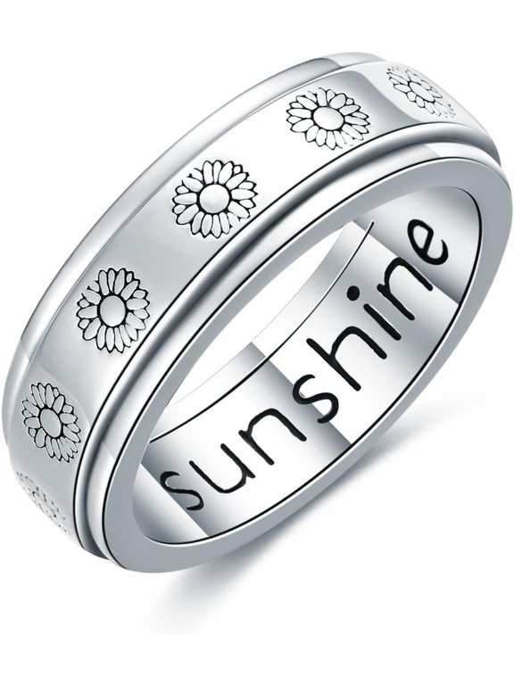 Universal Wheel Ring 925 Sterling Silver Fidget Ring Stress Relief Ring Jewelry Gift for Women and Men