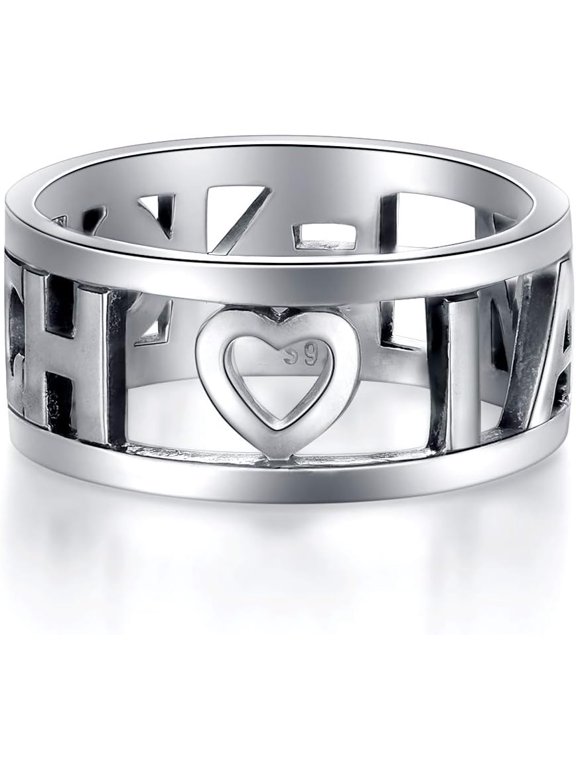 Vintage-Inspired Sterling Silver "I am Enough" Ring, Oxidized Silver Jewelry for Women, Sizes 5-12