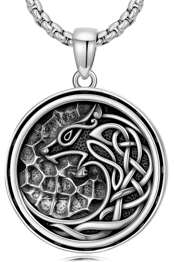 Wolf Necklace 925 Sterling Silver Celtic Wolf Head Viking Pendant Jewelry Gifts for Men