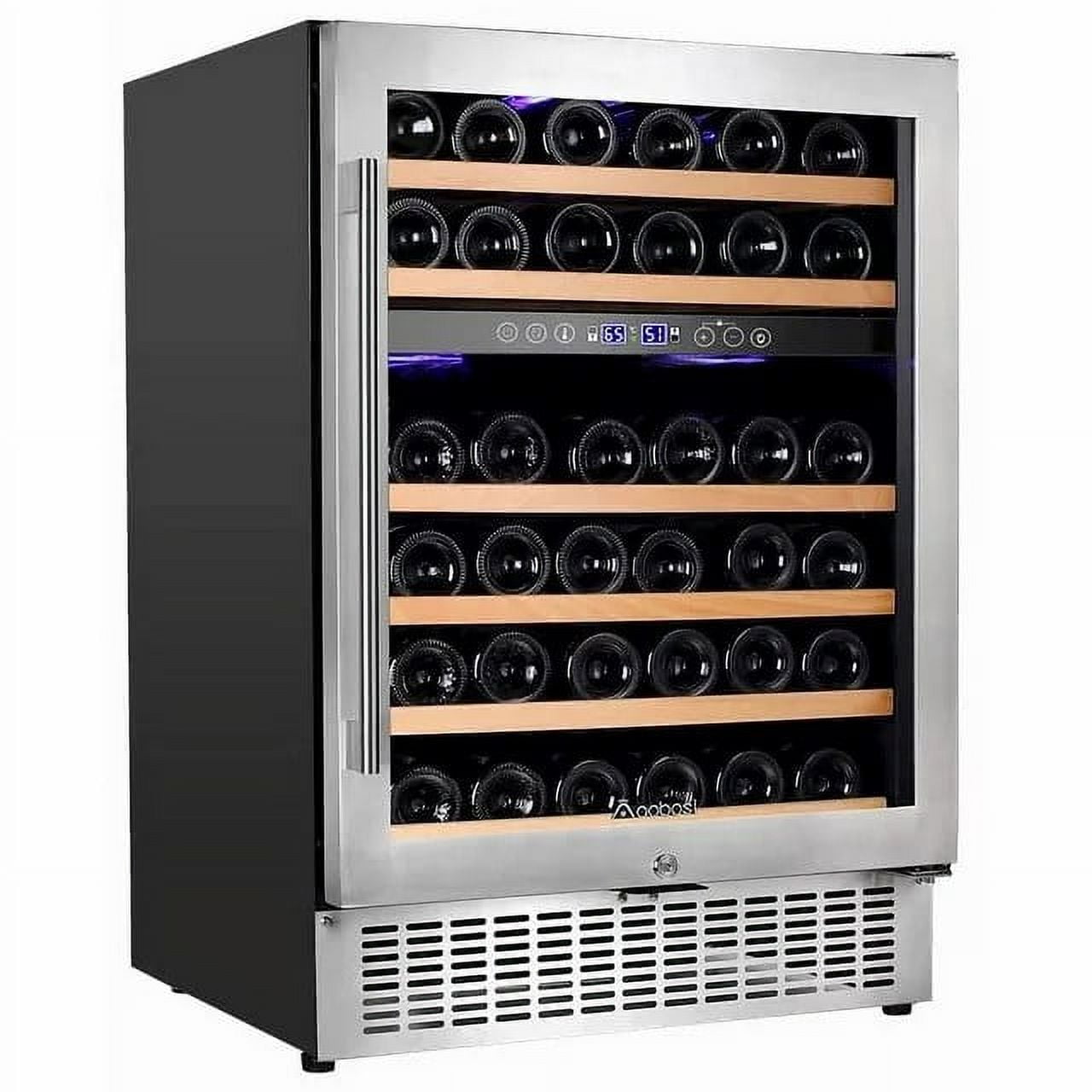 AOBOSI 24inch Dual Zone Wine Cooler 46 Bottle Freestanding & BuiltIn
