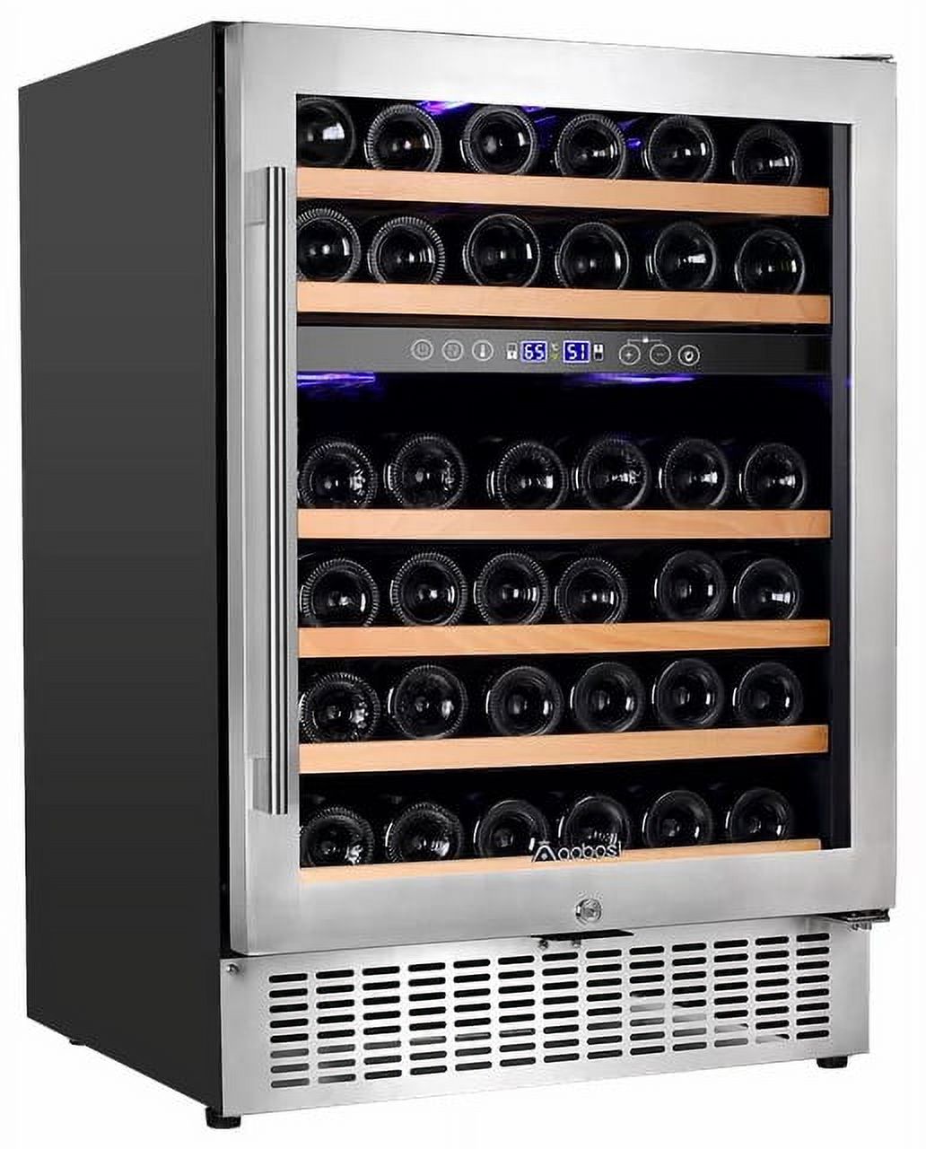 AOBOSI 24inch Dual Zone Wine Cooler 46 Bottle Freestanding & BuiltIn