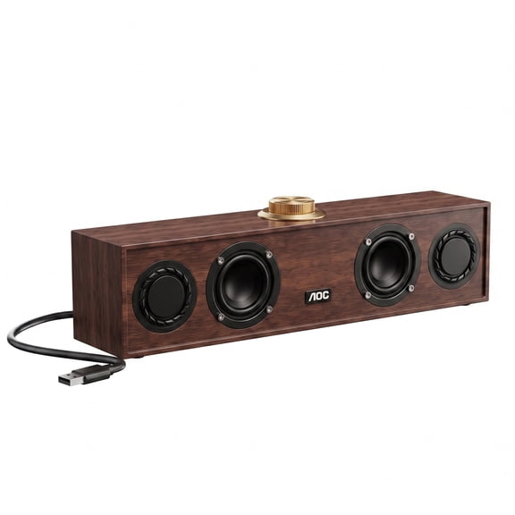 AOC ACS3620 Retro Desktop Audio Speaker, Dual 2Inch Speakers, Stereo Bass, Bluetooth 6.0 & USB, for Smartphone, PC and Home Desk Use