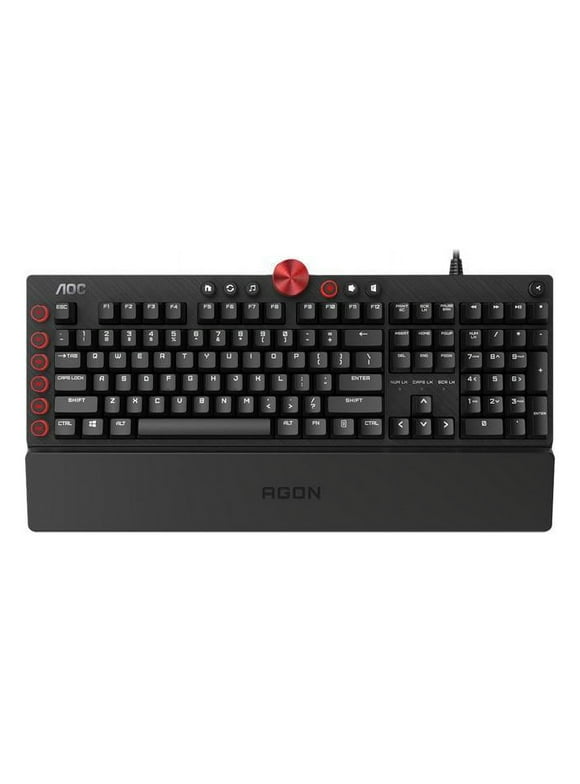 AOC Agon Tournament-Grade RGB Gaming USB 2.0 Type-A Mechanical Keyboard, Cherry MX Blue Switches, NKRO, Dedicated Macro & Multimedia Buttons, Light FX Sync, G-Tools Software (AGK700)