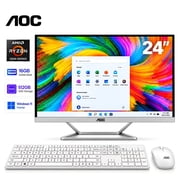 AOC 24" All-in-One Desktop Computer, AMD Ryzen 5 3500U, 16GB DDR4 RAM, 512GB SSD, Win 11 Home, Wireless Keyboard Mouse, for Business & Home Office
