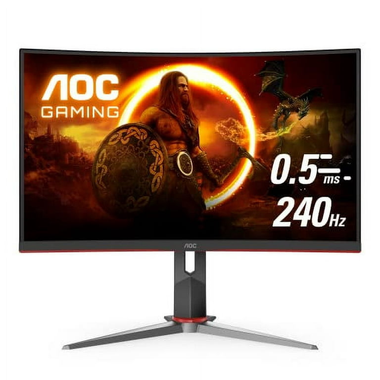 AOC C27G2Z 27 Curved Frameless Ultra-Fast Gaming Monitor, FHD 1080p, 0.5ms  240Hz, FreeSync, HDMI/DP/VGA, Height Adjustable, 3-Year Zero Dead Pixel