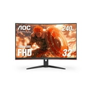 AOC C32G2ZE 32 Curved Frameless Gaming Monitor, Full HD 1920x1080, VA, 0.5ms 240Hz, AMD FreeSync Premium, DP/HDMI/VGA, VESA, 3-3-1 Re-Spawned Program