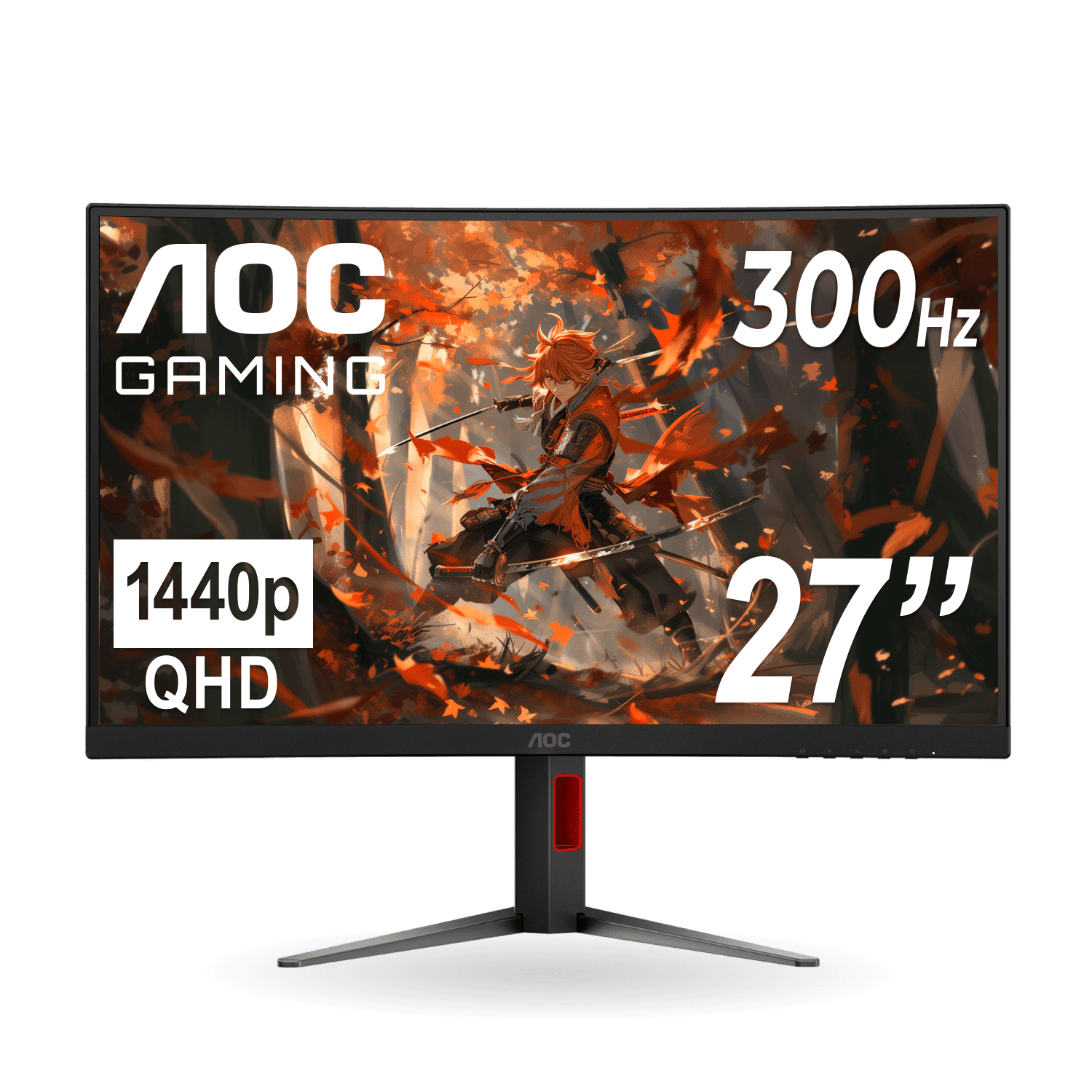 AOC CQ27G4ZH - 27" Curved QHD (2560x1440), 0.3ms,  Height Adjustable Stand, Gaming Monitor - 300hz