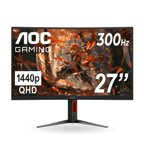 AOC CQ27G4ZH - 27" Curved QHD (2560x1440), 0.3ms,  Height Adjustable Stand, Gaming Monitor - 300hz