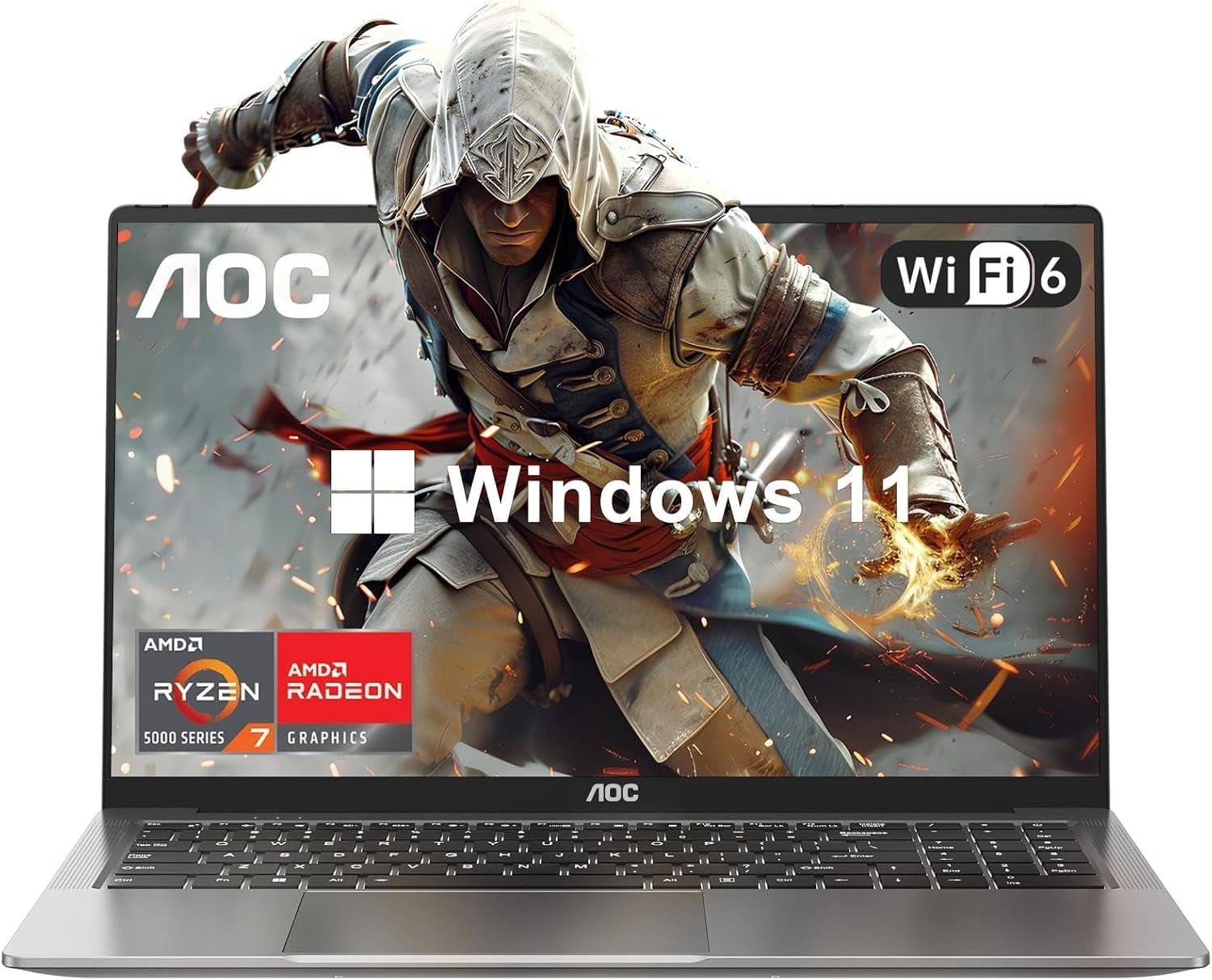 AOC Gaming Laptop with AMD Ryzen 7 5825U Processor(8C/16T, Up to 4.3GHz) 16.1" FHD Display Laptop Computer with Backlit Keyboard, 16GB RAM 512GB NVMe SSD, WiFi 6, HDMI, USB3.2, Type-C, 53Wh Battery