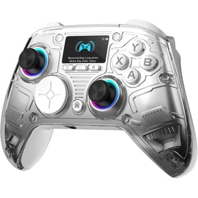 AOC Wireless Gaming Controller for PC, Steam, PS4, iOS, Android, Interactive Screen, Hall Effect Joystick and Triggers, RGB Lighting, Adjustable Vibration/Turbo, White(Not for Xbox, PS5)