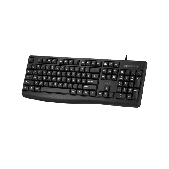 AOC KB120B Ergonomic Wired Office Keyboard, Sensitive Conductive Keys, 10MillionClick Durability, for Laptop and Daily Office Typing