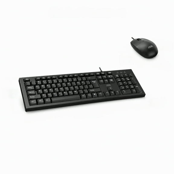 AOC KM160B Wired Keyboard & Mouse Combo, 104-Key Full Size, 1000 CPI Adjustable, Non-RGB Lighting, USB Interface, 1.5m Cable, Office Set for PC & Laptop