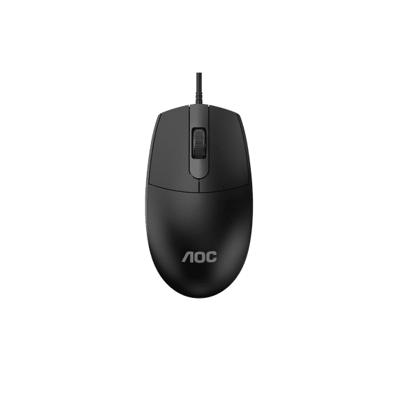 AOC MS100B Ergonomic Wired Mouse, Standard Optical Size, 1200 DPI Tracking, Non-RGB Lighting, USB Interface, 1.5m Cable, Lightweight Mice for Desktop, Notebook, Daily Office & Gaming Use