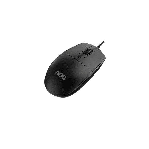 AOC MS100B Ergonomic Wired Optical Mouse, 70g Lightweight Body, 1200 CPI High Sensitivity, Non-RGB Lighting, USB Interface, 1.5m PVC Cable, 1 Million Clicks Mouse for Desktop, Laptop, Office & Gaming