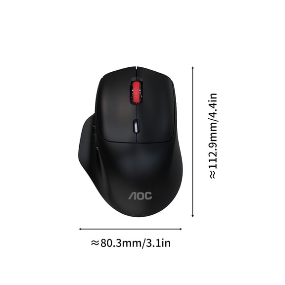 AOC MS370 Ergonomic Wireless Computer Mouse with USB Receiver, Black