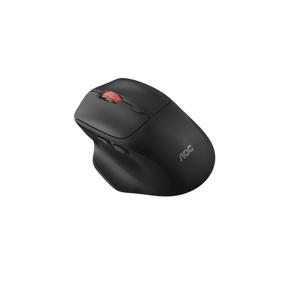 AOC MS372 Dual-Mode 2.4G & Bluetooth Wireless Ergonomic Computer Mouse with 1-Meter PVC Charging Cable, Black
