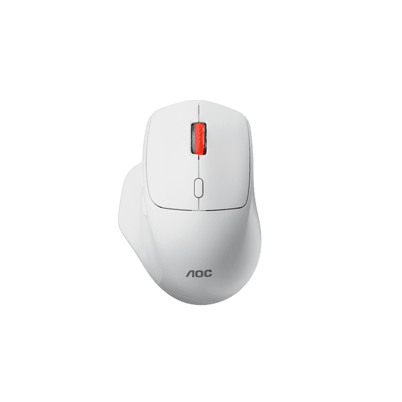 AOC MS372 Office, Home, Gaming Dual-Mode 2.4G & Bluetooth Wireless, Rechargeable, Silent-Click 2.4G USB & Bluetooth Ergonomic Computer Mouse with Charging Cable, White