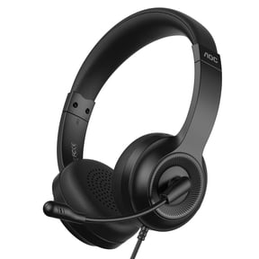 AOC Wired Call Center Headset With Microphone Noise Cancelling and 270° Rotatable Mute Boom, Volume Control headphone for Customer Service, Mac, Laptop, Phone, Zoom, Black