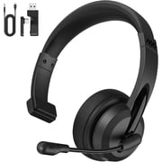 AOC Wireless Headset with AI Noise-Canceling Microphone, Bluetooth Headphones, for Home Office Remote Work Zoom, Black