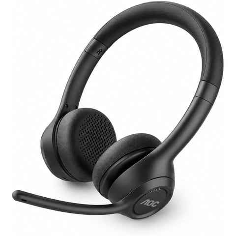 AOC Wireless Headset with Mic for Work, Noise Cancelling Headphones for Work, Bluetooth 6.0 & 2.4G USB Dongle, 45H Talk Time for Wireless Headphones with Mic, AI ENC Boom Microphone for Home Office