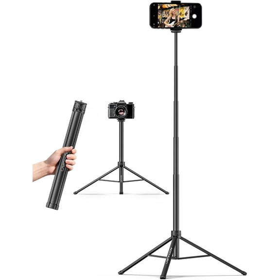 AOCHUAN 155cm Lightweight Extendable Phone Tripod for iPhone, Adjustable 14.5"-60.1" Photography Stand, Portable & Stable Travel Smartphone, Video Recording, Live Streaming