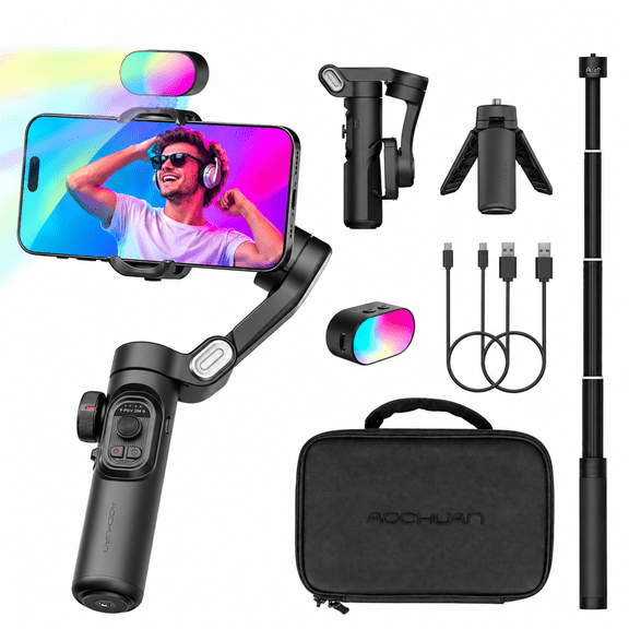 AOCHUAN Gimbal Stabilizer for Smartphone, 3-Axis Gimbal for iPhone and Android Selfie Stick(Smart XE Combo1)
