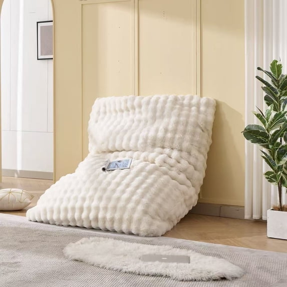 AODAILIHB 3 in 1 Bean Bag Chair Bed, Comfort Bean Bag Sofa Couch, Convertible Chair Folds from Bean Bag to Lounger, Giant Bean Bag Chair Bed,White