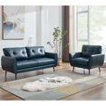 thumbnail image 1 of AODAILIHB 61" Mini Leather Arm Couch Set of 2, 2 Seater Modern L-Shaped Sofa, Mid Century Modern Small Comfy Loveseat Sofa for Living Room, Bedroom, Office（2，Blue）, 1 of 9