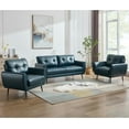 thumbnail image 1 of AODAILIHB 61" Mini Leather Arm Couch Set of 3, 2 Seater Modern L-Shaped Sofa, Modern Small Comfy Loveseat Sofa, Blue, 1 of 9