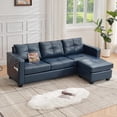 thumbnail image 1 of AODAILIHB 88" W Faux Leather L Shaped Sectional Sofa, Modern Comfy Modular Office Small Couch w/USB Charging Ports and Wide Arms, Blue, 1 of 4