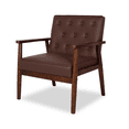thumbnail image 1 of AODAILIHB Mid-Century Accent Chair, PU Faux Leather Arm Chair  for Reading, Living Room, Office, Brown, 1 of 6