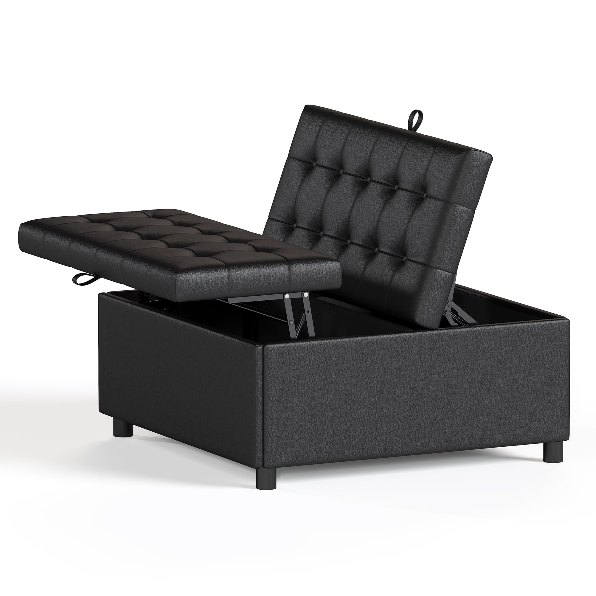 AODAILIHB Square Storage Ottoman, Storage Ottoman Coffee Table, Lift-up Large Square Footrest Stool, Black