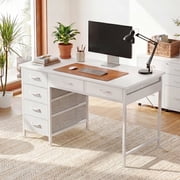 AODK 40" Computer Desk with 6 Drawers, Corner Computer Desk with Reversible Storage, Modern Home Office Desk for Small Space, Pure White