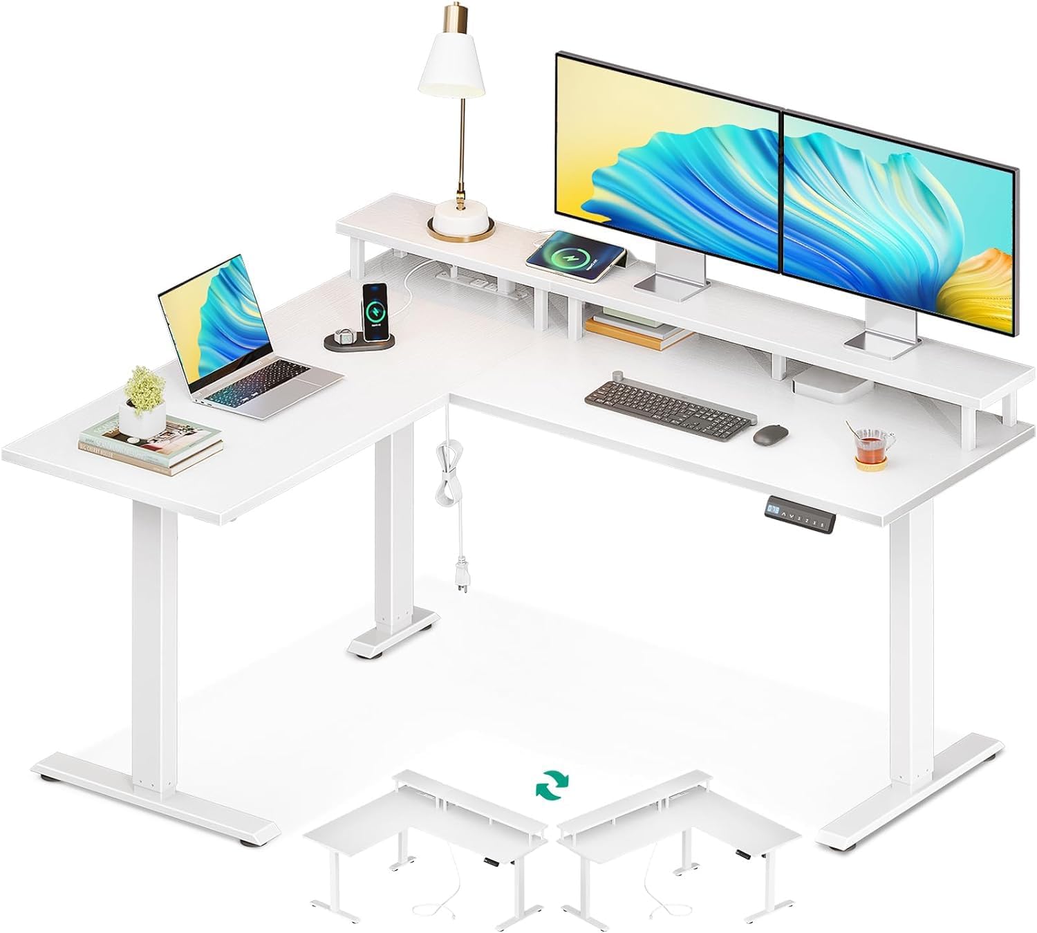 AODK Electric L Shaped Standing Desk With Monitor Stand 59 Inch Height AODK Electric L Shaped Standing Desk With Monitor Stand 59 Inch Height