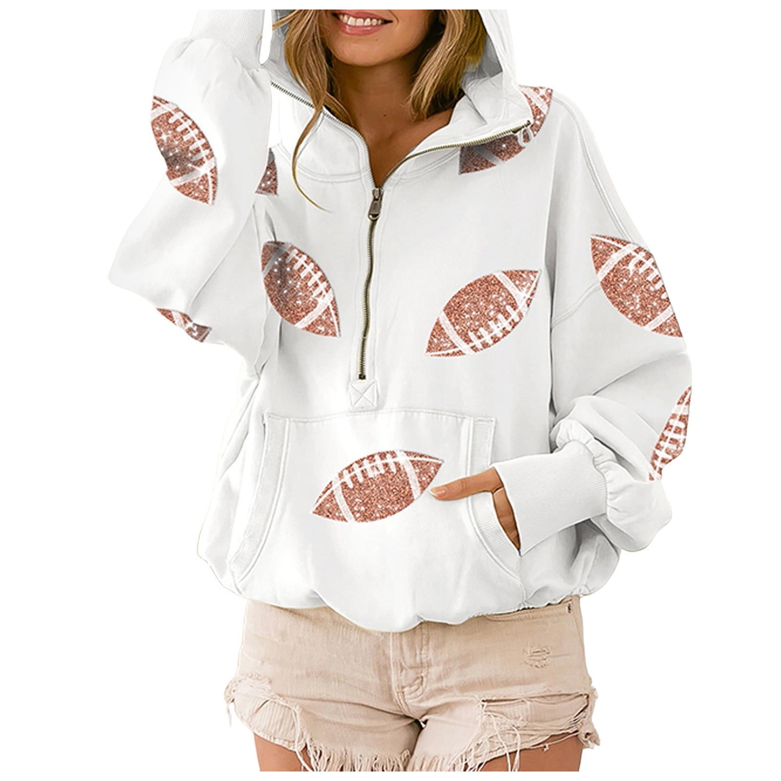 AODONG Football Sweatshirts for Womens Game Day Sweatshirts Football