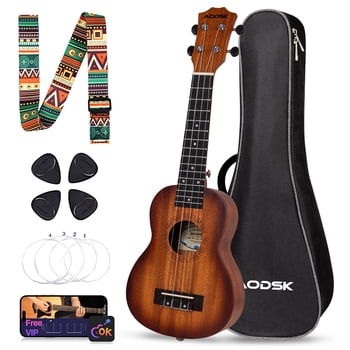 AODSK 23" Concert Ukulele Kit with Gig Bag, Strap, Extra Strings, Picks, Online Lesson, Ukelele Adult Beginner Series AUC-P06