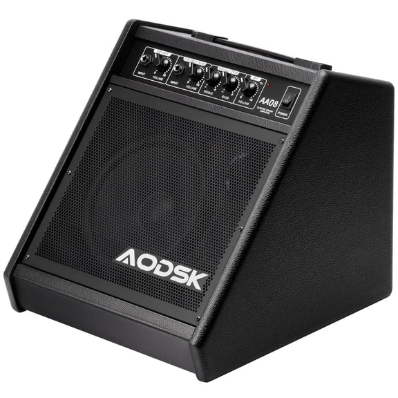 AODSK 30W Professional Electronic Drum Amplifier  Dual Speakers (8 Woofer + 2 Tweeter) with AUX Input & Recording Output  Compatible with Electronic Drums, Keyboard, Bass, Synthesizer