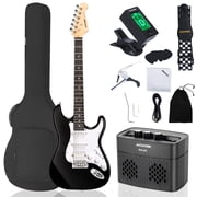AODSK 39" Electric Guitar Starter Kit w/ Amp, Tuner, Bag, Black-HSS