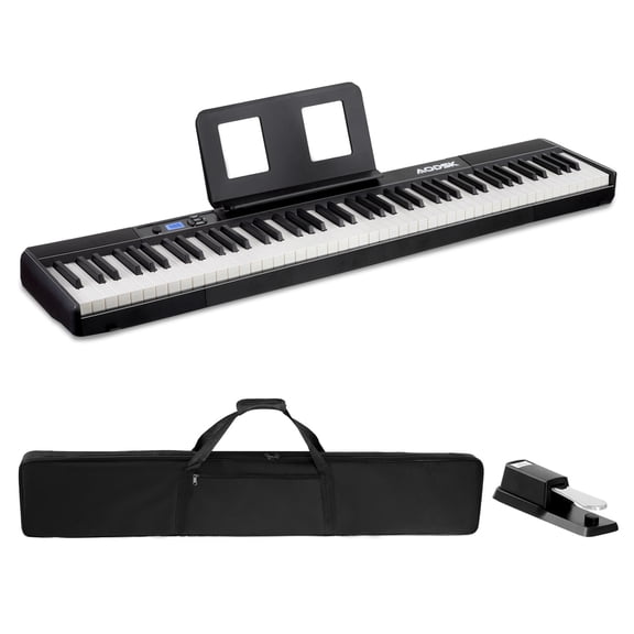 Aodsk 88 Key Portable Digital Piano for Beginners,128 Tone,128 Rhythm, 20 Demo Song, with Sustain Pedal, Carrying Case, Online Piano Lessons