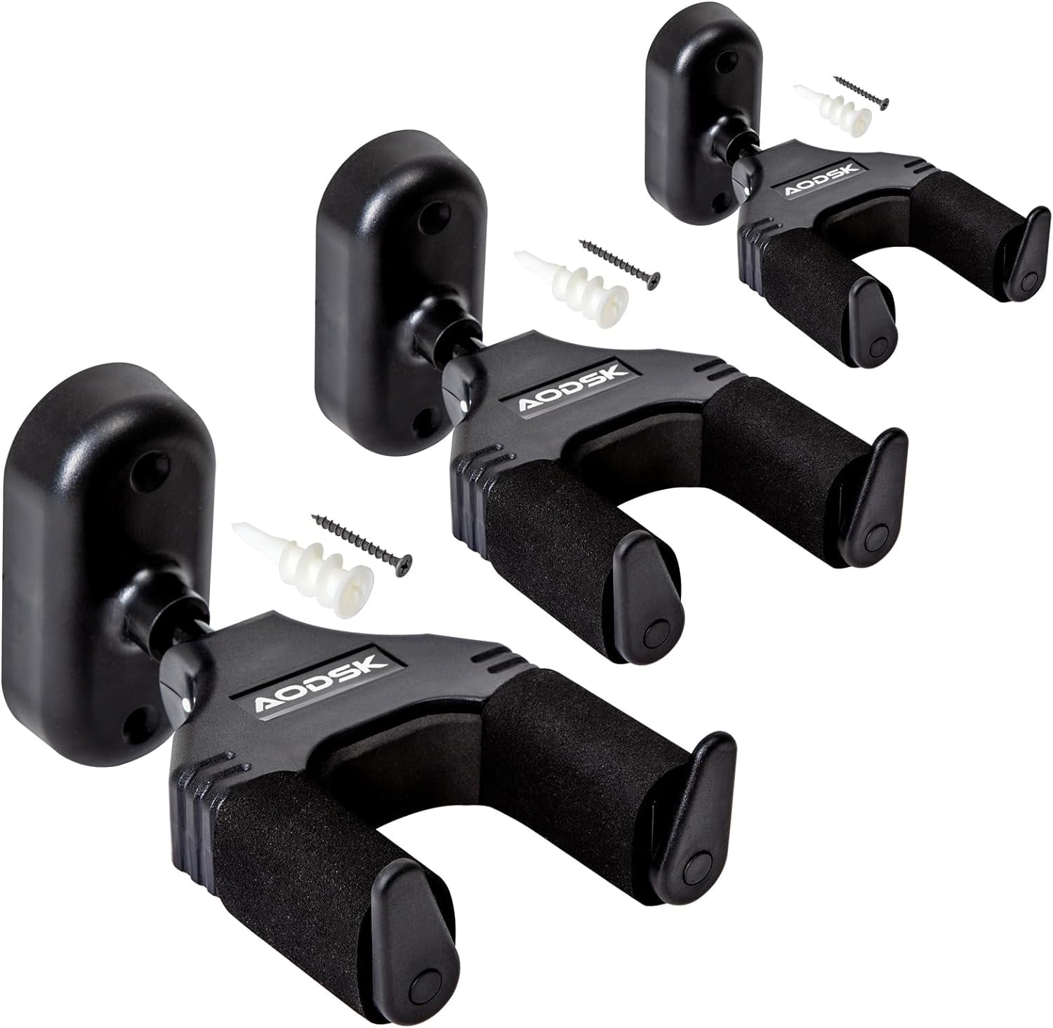 AODSK Guitar Wall Mount Hanger AS-AT Auto Lock for Acoustic and Electric Guitars, 3 Pack, 3.94" x 7.28" x 4.13"