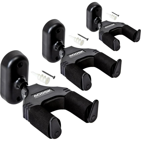 AODSK Guitar Wall Mount Hanger AS-AT Auto Lock for Acoustic and Electric Guitars, 3 Pack, 3.94" x 7.28" x 4.13"