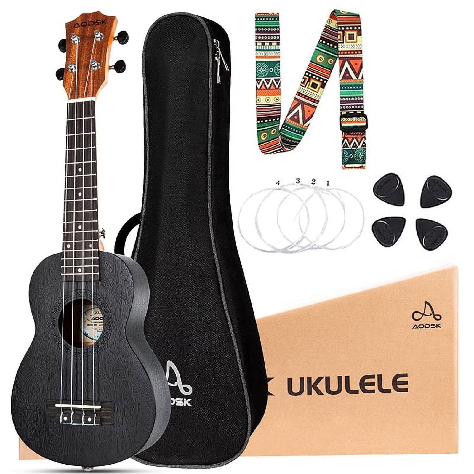 AODSK AUS-P06, Beginning Soprano Ukulele 21Inch Sapele, Professional Acoustic Ukelele Kit with Free Gig Bag, Strap, Nylon String, Picks (Black) AODSK AUS-P06, Beginning Soprano Ukulele 21Inch Sapele, Professional Acoustic Ukelele Kit with Free Gig Bag, Strap, Nylon String, Picks (Black)