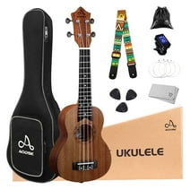 AODSK AUS-P08, Beginning Ukulele 21 inch Sapele, Ukelele Kit  for Kids Students with Free Gig Bag, Strap, Nylon String, Picks, Clip-on Tuner (Soprano)
