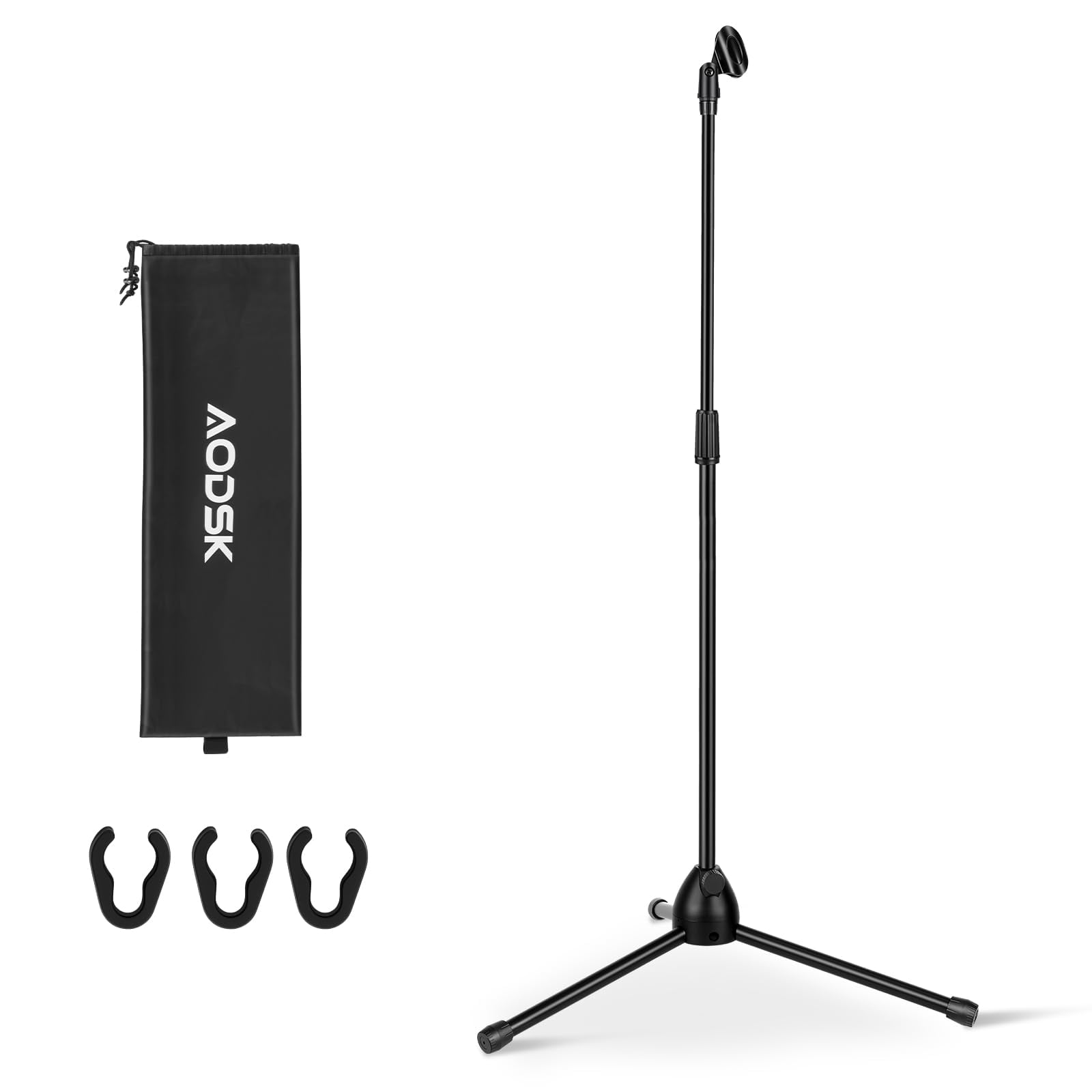 AODSK Boom Microphone Stand - Universal Mic Stand with Tripod Base, Floor Standing Design, Height Adjustable 22" to 68" for Singing Stage Performance Party