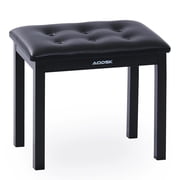 AODSK Piano Bench, PU Leather Padded Keyboard Stool, Sturdy Iron Leg Comfortable Piano Chair, 17.72 11.61 19.49 Inch, Black