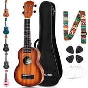 AODSK Soprano Sunburst Ukulele for Beginner 21 Inch Ukelele with Gig Bag Strap Nylon String 4 Picks Holiday Gift